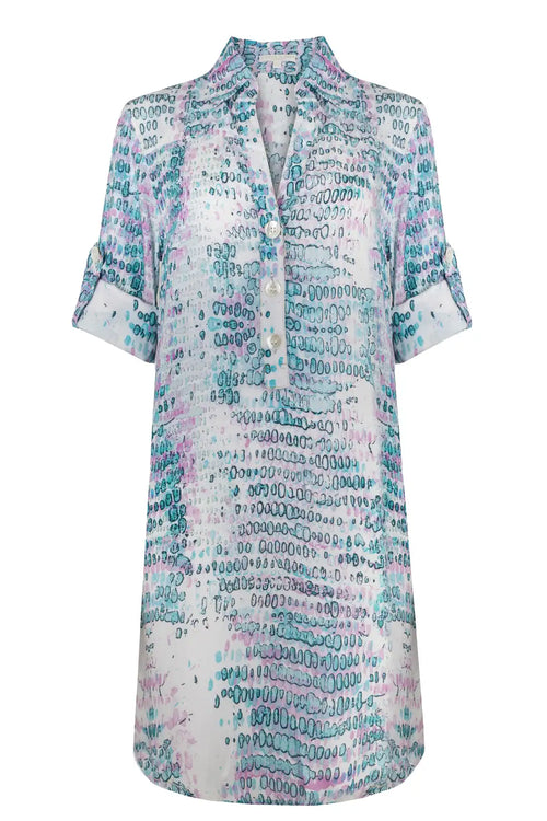 Beach Shirt Aqua Pink Snake