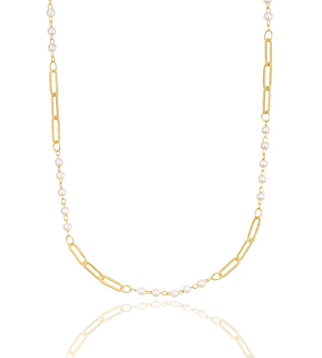 Verity Pearl & Paperclip Necklace