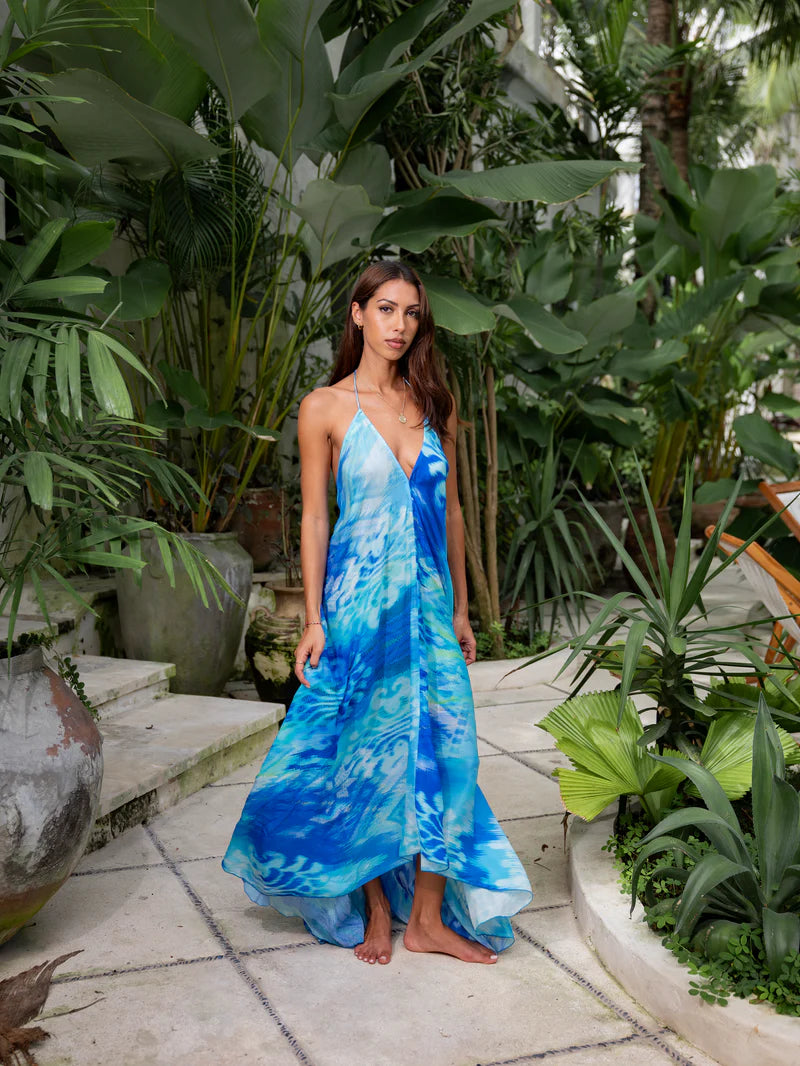 Caribbean Blues Low Back Maxi