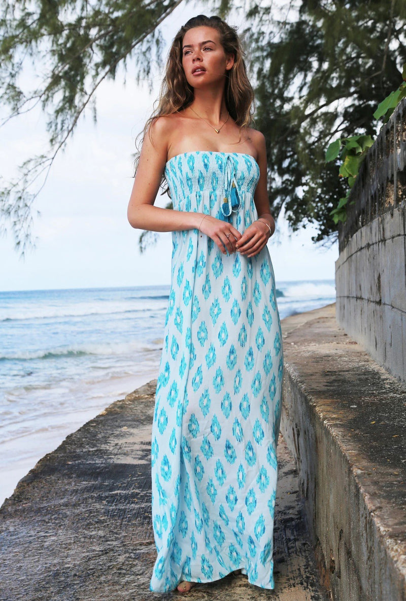 Bali Bandeau Maxi Dress Aquamarine Dream