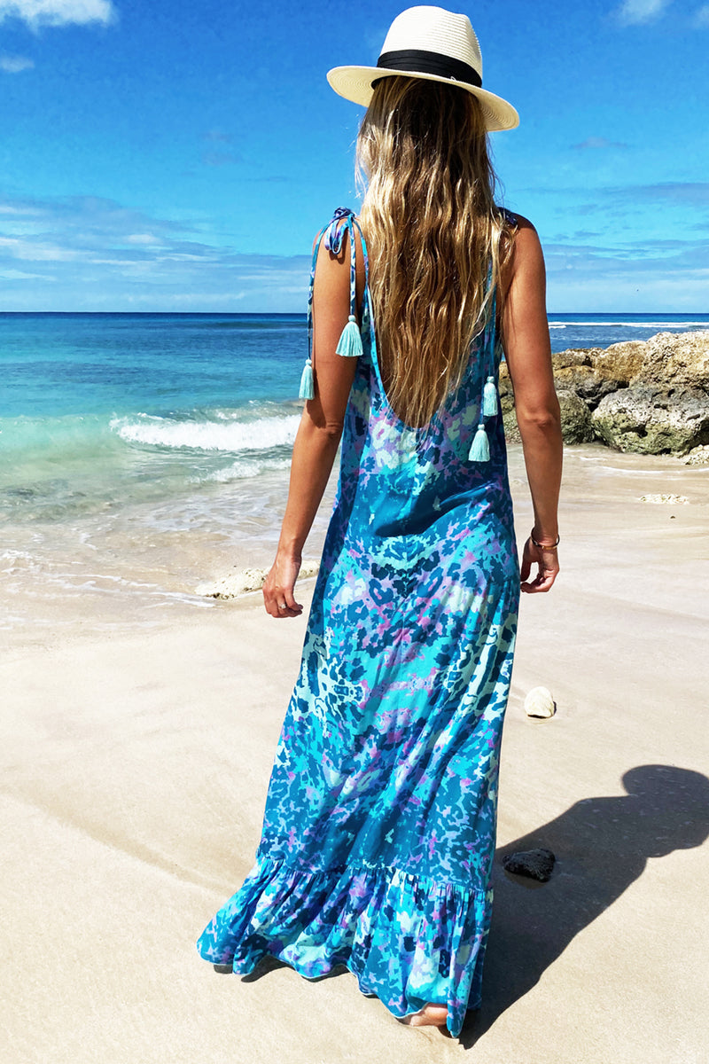 Maxi Sun Dress Exotic Blue