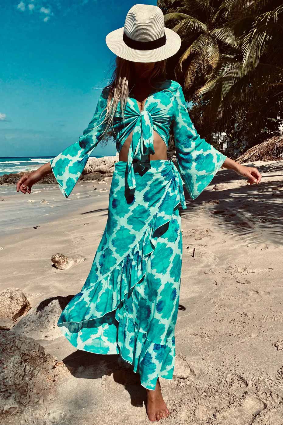 Teal wrap maxi skirt Clearance