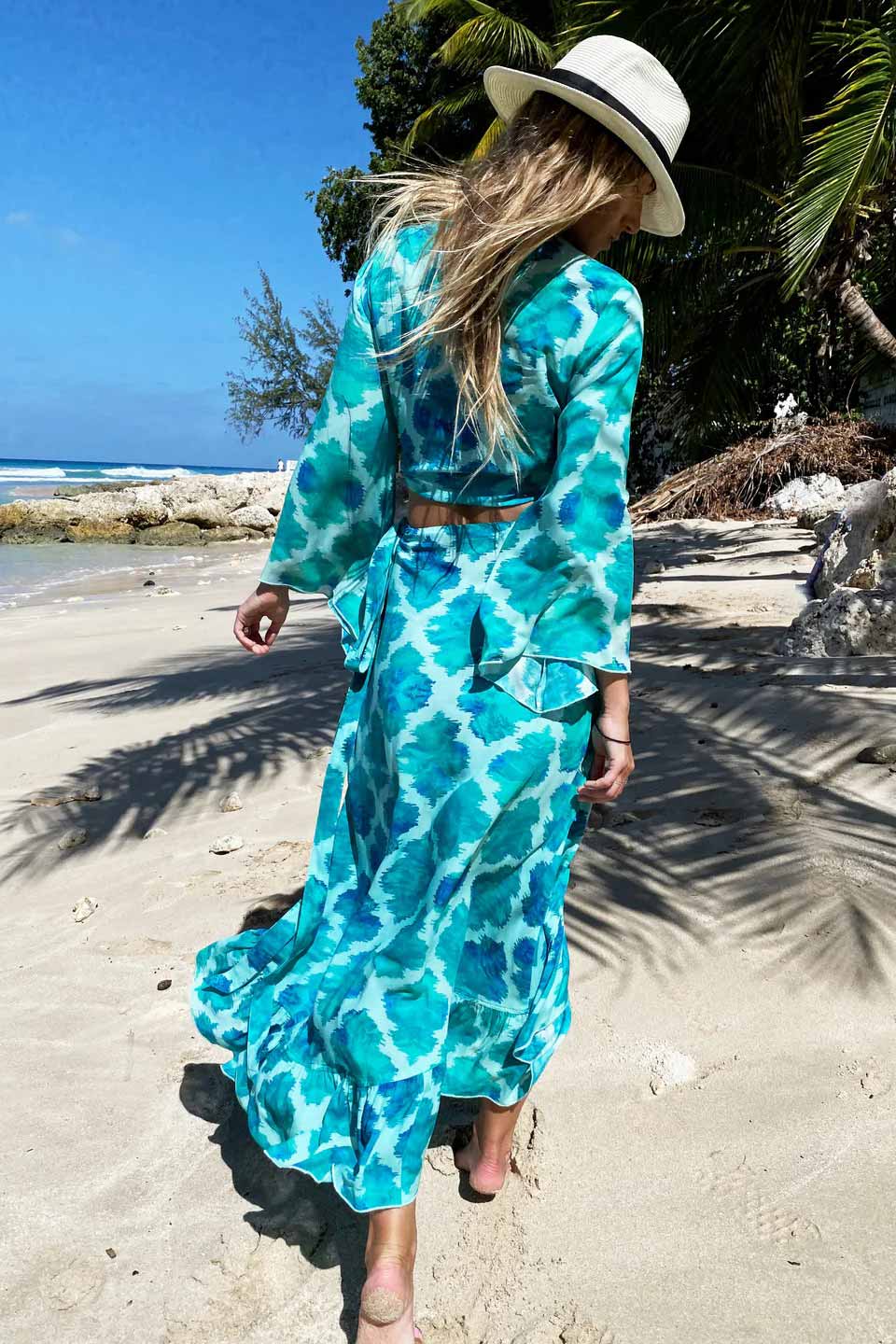 Teal wrap maxi skirt Clearance